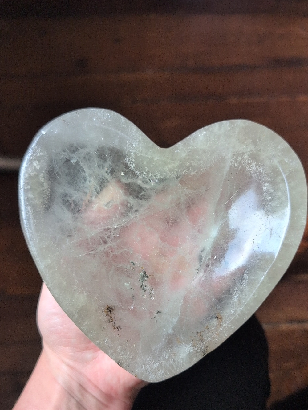 Green Fluorite Heart Shaped Trinket Dish - Crystal Bowl